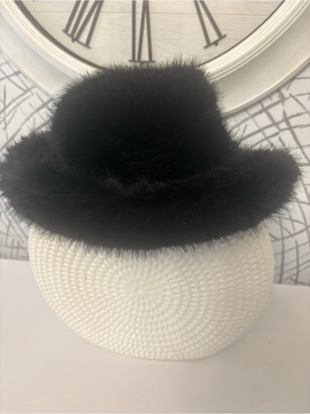 Black Faux Fur Bucket Hat - Women Accessories